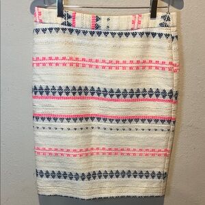 Trina Turk Ivory Pencil Skirt with Pink, Navy& Gold  Stripes size 8